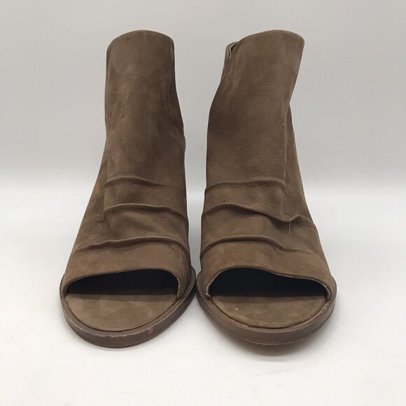 Vince Camuto Kreesi Open Toe Ankle Bootie Womens 9M Brown Suede Back Zip Boots - Picture 2 of 11